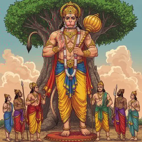 Majestic Lord Hanuman: A Colorful Representation Majestic Lord Hanuman: A Colorful Representation
