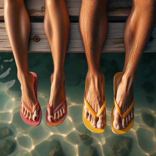Dangling Feet in Flip Flops | Authentic Dock Scene