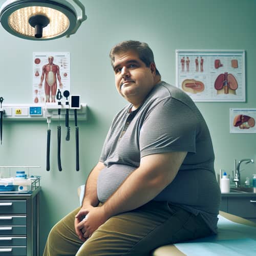 Middle-Aged Overweight Patient in Hospital Setting