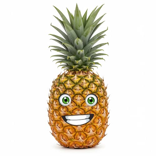 Cool Pineapple Fruit with Eyes and Mouth