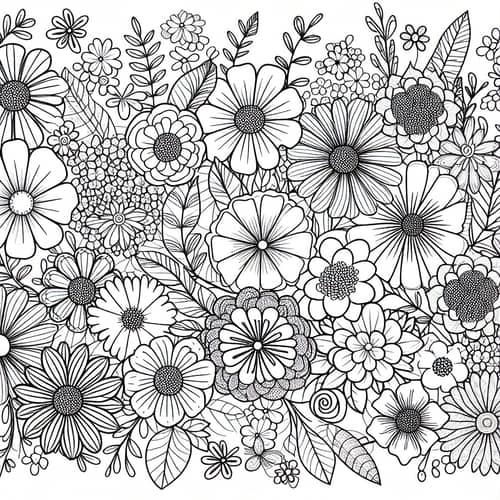 Coloring Book Flowers: Variety of Flower Sketches for Coloring