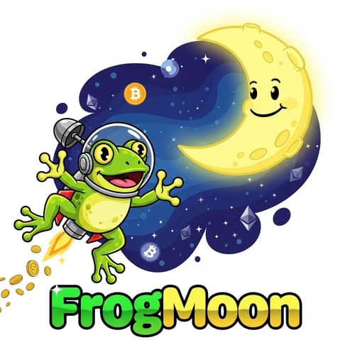 FrogMoon: Vibrant Cartoonish Meme Coin Logo