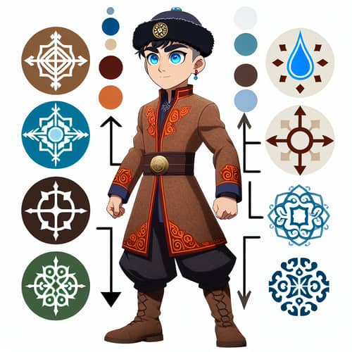 Aang Avatar in Kazakh National Attire | Element Controlling Character