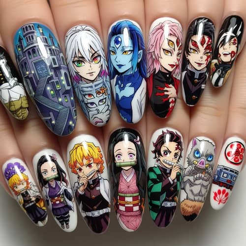 Kimetsu no Yaiba Mugen-jō-hen Nail Art Kimetsu no Yaiba Mugen-jō-hen Nail Art