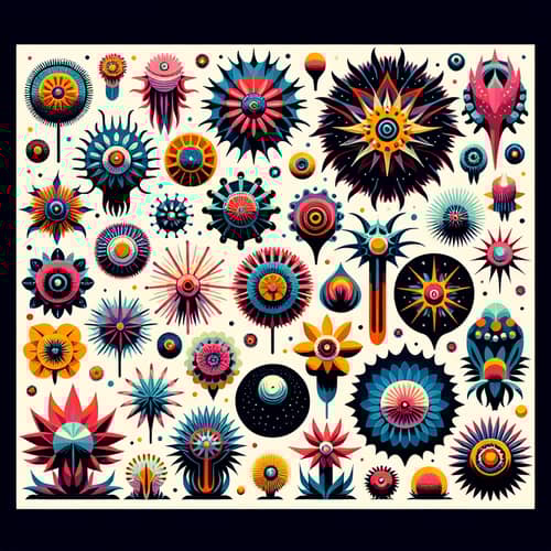 Unique Alien Flower Illustrations: Striking Gallery Art