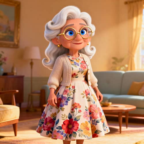 Disney Encanto Animation: Vintage 50s Elderly Woman Disney Encanto Animation: Vintage 50s Elderly Woman