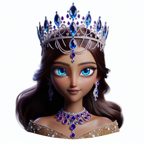 Mysterious Queen Hinata with Sparkling Blue Eyes | Elegant Crown