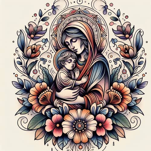 Intricate Motherhood Tattoo Design
