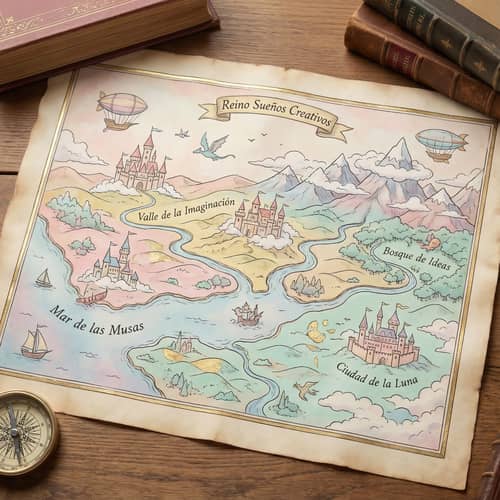 Creative Dream Kingdom Map in Pastel Tones Creative Dream Kingdom Map in Pastel Tones