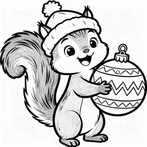Cute Baby Squirrel Coloring Page for Kids