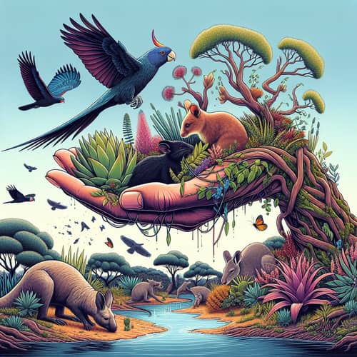 Biodiversity Conservation Illustration: Human Care for Wildlife