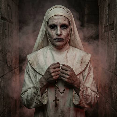 Cinematic Horror Portrait of a Demonic Nun