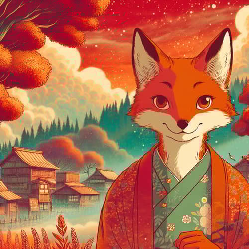 Red-Haired Girl Resembling a Fox in Countryside Village