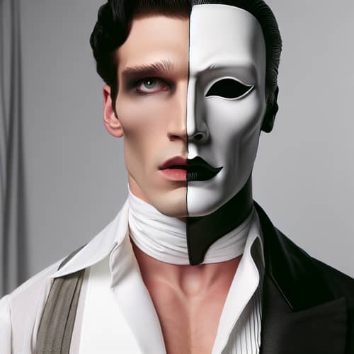 Imposing Split-Face Character: Mystery & Elegance in Monochrome