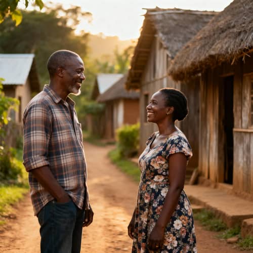 Middle-Aged Black Couple in the Village