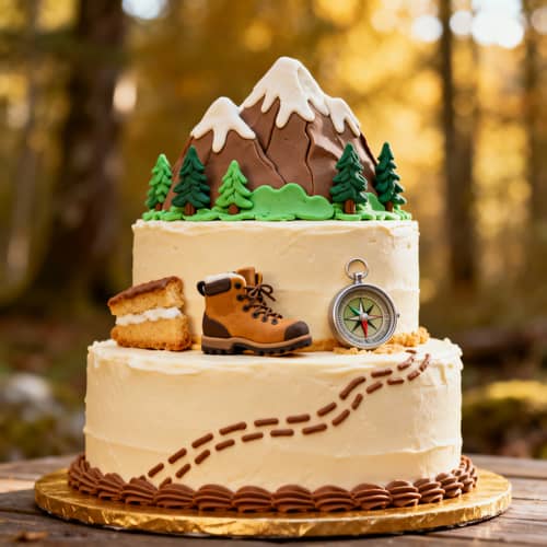 Hiking Theme Three Tier Cake | Perfect for Adventurers Hiking Theme Three Tier Cake | Perfect for Adventurers