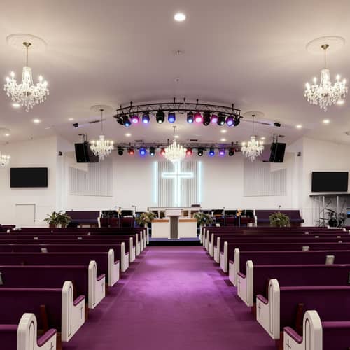 Innovative Pulpit Design with Purple Floor Layout Innovative Pulpit Design with Purple Floor Layout