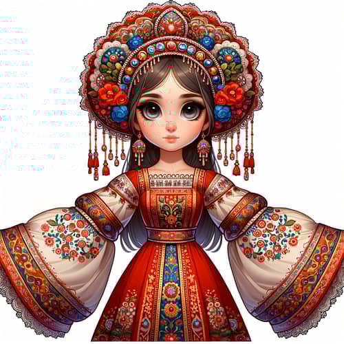 Animated Personification of Russia: Traditional Dress & Baroque Style