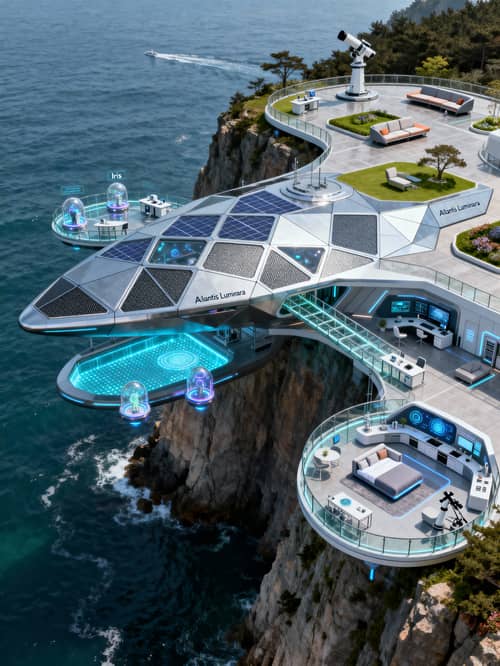 Explore Atlantis Lumina: Innovative Research Mansion