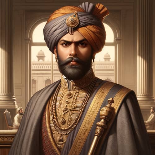 18th-Century Maratha Empire Figure in Traditional Attire