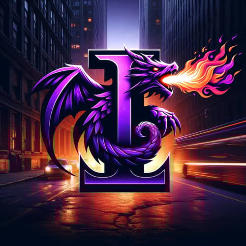 Urban Cyberpunk Purple I Logo Design | Flames & Dragon