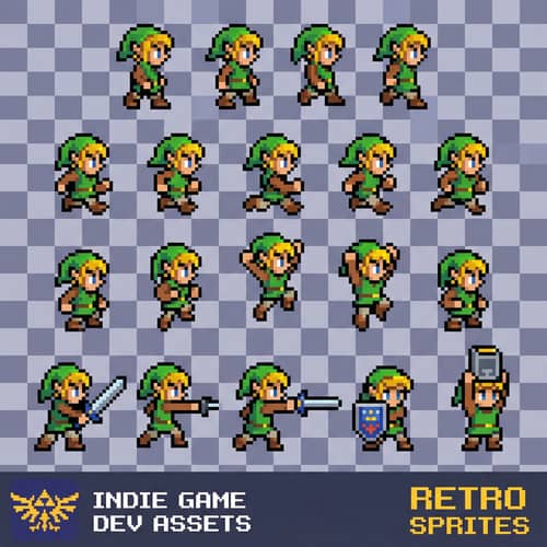 Vibrant Link Pixel Art Sprite Sheet for Indie Games Vibrant Link Pixel Art Sprite Sheet for Indie Games