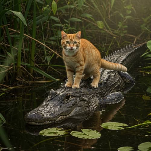 Cat with Alligator: A Unique Encounter
