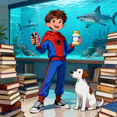 Spiderman Graduation Cartoon with Books and Sharks Spiderman Graduation Cartoon with Books and Sharks