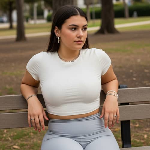 Young Woman Relaxing on a Park Bench