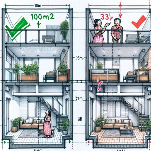 Apartment Cross Section Sketches: Mezzanine Level Redesign