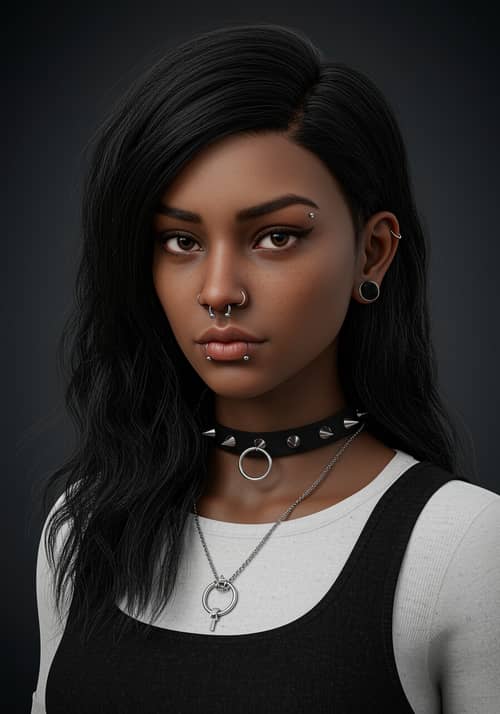 Hyper Realistic Portrait of an Emo Girl in B&W