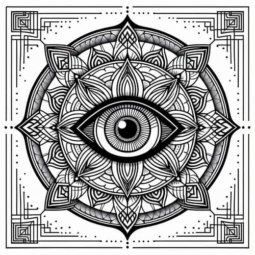 Original Geometric Mandala Design with Eye Center