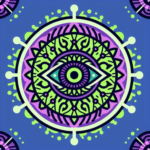 Eye Geometric Design in Neon Purple & Green