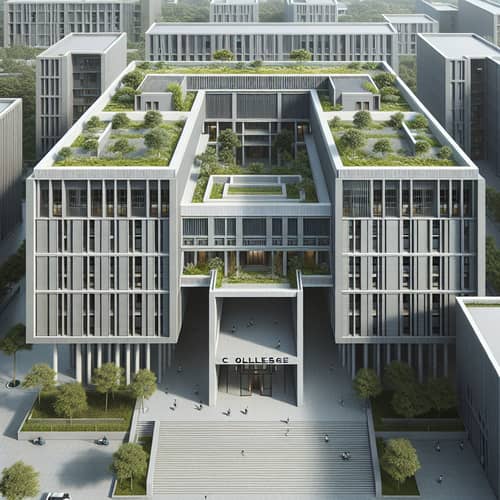 Architectural Minimalism: College Building with Rooftop Gardens