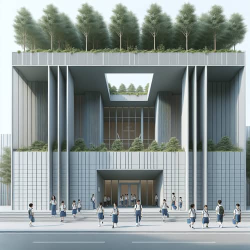 Enchanting School Facade with Rooftop Gardens | Unique Architecture