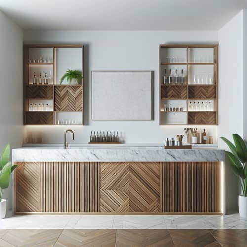 Bar Counter with White Stone Countertop