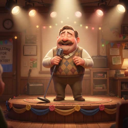 Pixar-Style 3D Singing Man with Mustache Animation Pixar-Style 3D Singing Man with Mustache Animation