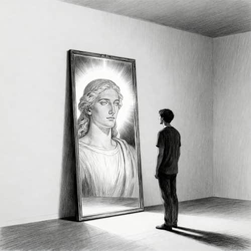 Classic Pencil Drawing of a Reflective Person