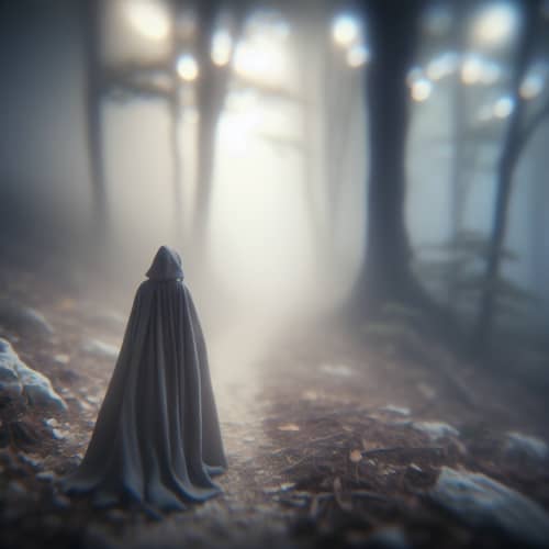 Ethereal Figure in Foggy Forest | Dreamlike Landscape