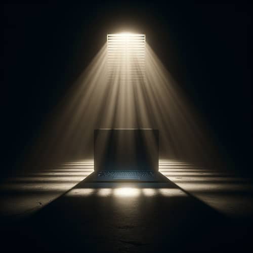 Dark Room Laptop Glow: Eerie Shadows & Subtle Light
