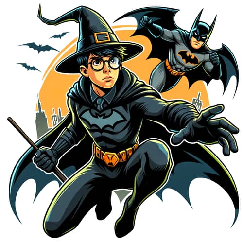Young Wizard Teenager in Bat-Themed Vigilante Costume