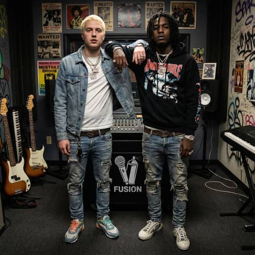 Fusion of Hip-Hop Styles: Blonde & Dreadlocked Musicians Fusion of Hip-Hop Styles: Blonde & Dreadlocked Musicians