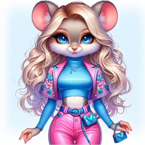 Blonde Anthropomorphic Female Mouse with Chic Ensemble