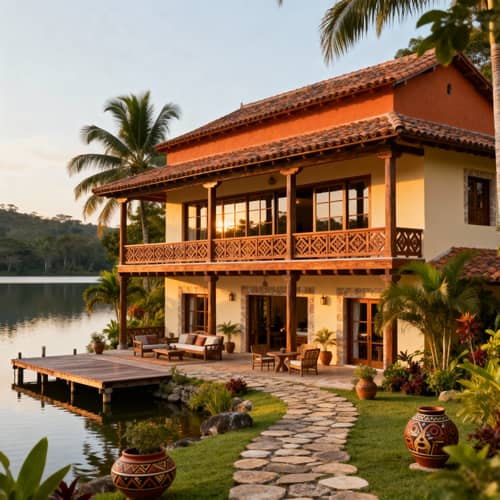 Colonial Eco-Resort by Lake in El Salvador