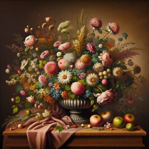 Old Dutch Style Flower Bouquet Art