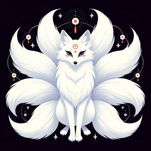 White Fox with Nine Tails - Mythical Creatures