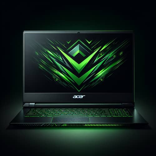 Acer Nitro Gaming Laptop - Green Logo Design on Black Background