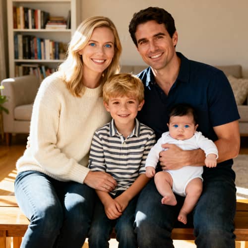 Heartwarming Family Portrait with Two Kids Heartwarming Family Portrait with Two Kids