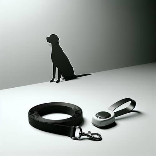Minimalist Dog Training Scene: Modern Leash & Clicker