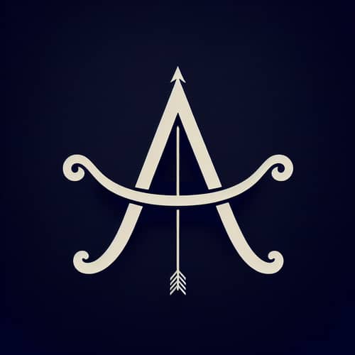 Creative Design of the Letter 'A' with Sagittarius Symbol